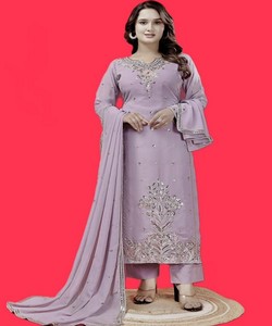 FANCY GEORGETTE BORDADO SECUENCIA TRABAJO TOP BOTTOM CON DUPATTA FESTIVE WEAR PRECIO AL POR MAYOR ROPA ÉTNICA - Product Image 2