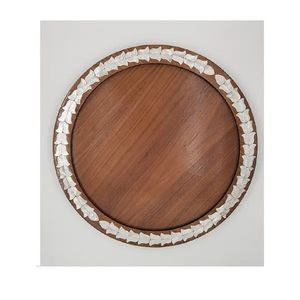 Bandeja para servir con incrustaciones de fregona de madera de acacia hecha a mano de nuevo diseño, bandeja para servir postres para Ramadán Eid de Vietnam - Product Image 1