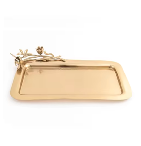 Venta caliente estilo americano oro y plata diseño bandeja de servicio Metal de aluminio para el hogar Hotel restaurante plato de decoración de Navidad - Product Image 3