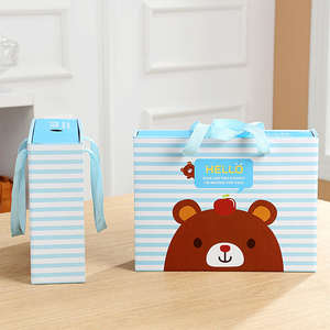 Boîte à tiroir en papier kraft coréen de dessin animé tendance, boîte cadeau créative portable faite à la main, boîte rectangulaire pour bonbons, fermeture magnétique - Product Image 2