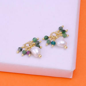 Best Seller El Joyero Natural 6-8mm perla y 3m rubí zoisita conector de piedras preciosas chapado en oro colgante collar conector joyería - Product Image 3