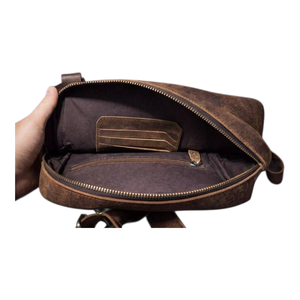 New Design Genuine Leather Fashion Zipper <b>Men</b> Side Bag Chest Bag Large Capacity Durable High Quality Women Waist <b>Pouch</b> - Product Image 5
