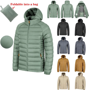 Veste matelassée en toile personnalisée pour homme avec col montant, imperméable, à capuche, logo frontal - Manteau d'hiver promotionnel - Product Image 1