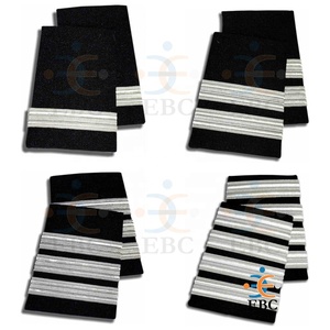 แผ่นแปะติดบนเงิน/ทอง4แท่งแผ่นแรกกัปตันสจ๊วตลูกเรือไหล่สายรัดนักบินกัปตันสวมผ้าทอลายทแยง - Product Image 4