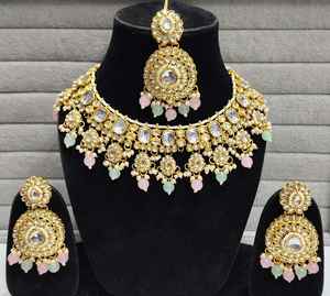 Anti Tarnish Kundan Choker <b>Necklaces</b> Set Wedding Party Wear Jewellery customise available in all shapes and size - Product Image 3