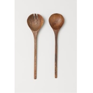 ¡Elegante juego de servidor de ensalada de madera de mango esmaltado gris Cubiertos para uso en el hogar y el restaurante Vajilla de cocina Decoración Venta! - Product Image 6