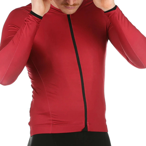 Jersey de Ciclismo Unisex Rojo de Manga Larga, Ligero y Ecológico, 100% Poliéster, Absorbente de Sudor, Transpirable y de Secado Rápido - Product Image 2