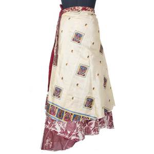 ผ้าโสร่งส่าหรีสองชั้นกลับด้านได้ผ้าไหมมหัศจรรย์ผ้าซิ่นยาวกระโปรงเซ็กซี่วินเทจ - Product Image 1