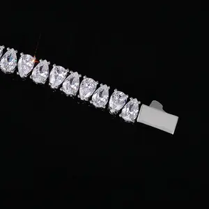 Wholesale Fashion Hip Hop Jewelry Brass Water Drop Zircon Tennis Chain <b>Bracelet</b> for Men Women - Product Image 2