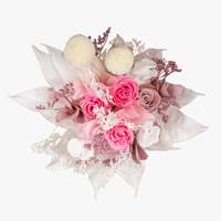 Buket Bunga Kering Martini Pink yang Diawetkan dalam Kotak Persegi untuk Hari Ibu dan Hari Valentine, Bahan Segar dan Alami