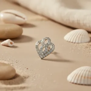 Diamond <b>Heart</b> Stud <b>Earrings</b> Round Brilliant Cut Channel Setting Women's Luxury Fine Jewelry - Product Image 1