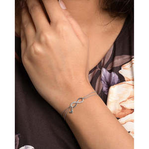 NOVAMART Fine 14K Gold <b>Infinity</b> Heart Double Chain <b>Bracelet</b> Rhodium Plating Diamond Pearl Stones Rose Platinum Material Religiou - Product Image 3