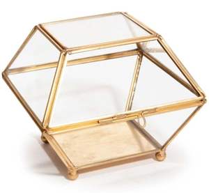 Compact Metal And Glass Jewelry Box Perfect For <b>Small</b> Accessories <b>Travel</b> Jewelry Storage Organizer Case - Product Image 1