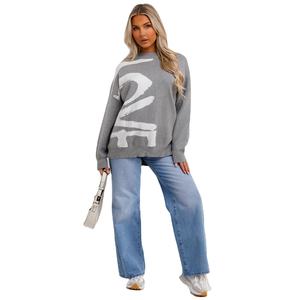 Sudadera con estampado gráfico de letras para mujer de alta calidad 2025, jersey de manga larga con cuello redondo de gran tamaño, Tops, sudadera - Product Image 6