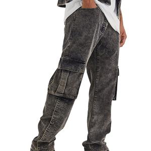 กางเกงคาร์โก้ผู้ชายทรงหลวมหลายกระเป๋า ดีไซน์ทันสมัย สวมใส่สบาย คุณภาพสูง แบบย้อมสีเอซิดวอช ไซส์พลัส - Product Image 1