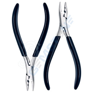 Pince professionnelle en acier inoxydable à 2 trous pour extensions de cheveux, outil à bec plat de 7 pouces pour micro-anneaux et nano-perles - Product Image 5