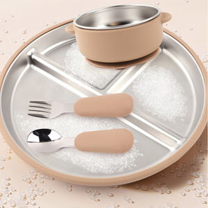 طقم طعام للأطفال من Yiyabb معزول بجدار مزدوج من الفولاذ المقاوم للصدأ من السيليكون لجزء تخزين طعام الأطفال - Product Image 2