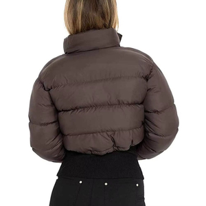 Chaqueta Corta Acolchada para Mujer, Chaqueta Corta Acolchada con Diseño de Cuello Alto y Acolchado Grueso, Reflectante - Product Image 6