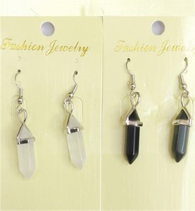 Ensemble de boucles d'oreilles hexagonales à pointe minuscule en quartz clair cristal Bijoux en pierre semi-précieuse à la mode avec pendentif inclus - Product Image 4