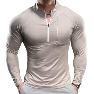 <b>Men's</b> Sportswear <b>Long</b> <b>Sleeve</b> Gym Compression <b>Tshirts</b> Quick Dry Zip Fleece Casual Flannel Summer Athletic Sports Shirts - Product Image 1