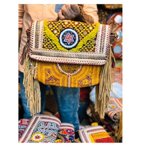 Bolso de mano bordado Vintage de lujo hecho a mano indio, bolso de algodón Banjara para mujer, bolso de hombro con estilo de moda para compras nocturnas - Product Image 6