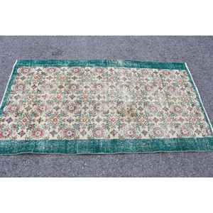 Alfombra Vintage, Alfombra Decorativa de 3.5x6.1 pies, Alfombra Turca de Lana con Rayas Verdes - Product Image 2