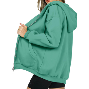 Sudadera con capucha Fulzip up Drop Shoulder de alta calidad con diseño personalizado para mujer sudadera de lana de algodón de gran tamaño - Product Image 2