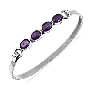 Bracelet en argent 925 avec charme en améthyste pour femmes, bijoux élégants en pierres précieuses, cadeau - Product Image 1