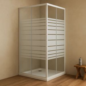 Cabina de ducha con pantalla de cristal de dos puertas, confez silenciada para puertas de ducha de vidrio templado de tamaños 66,5-69,5x66,5-69, 5xh185 cm - Product Image 4