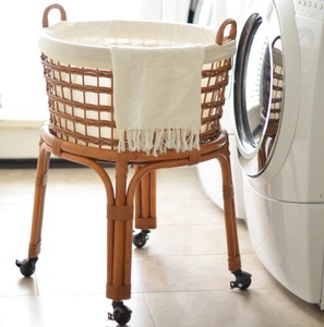 <b>Wicker</b> Rolling <b>Laundry</b> <b>Basket</b> with Handles Handmade Storage <b>Basket</b> Wholesale eco-friendly Made in Viet Nam - Product Image 2