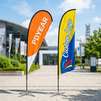 Drapeau publicitaire personnalisé en polyester résistant aux UV et imperméable, imprimé par transfert thermique, avec mât en fibre de verre, forme goutte d'eau ou lame