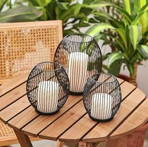 Handmade <b>Black</b> Metal Outdoor <b>Candle</b> <b>Holder</b> Set Stand <b>Pillar</b> Design Home Decoration Christmas Festivities Iron <b>Candle</b> Jars - Product Image 2