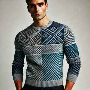 Suéter de Punto con Cierre para Hombre, Color Sólido, Invierno, Manga Corta, Jersey de Punto Grueso con Bordado en el Cuello - Product Image 2