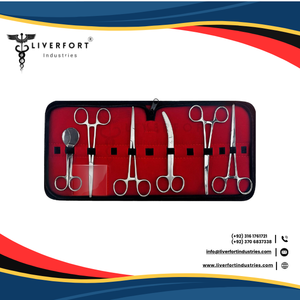 Kit de instrumentos quirúrgicos veterinarios de 7 piezas de calidad superior Autoclavable Durable Reutilizable Grado alemán Acero inoxidable Umbilical - Product Image 2