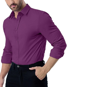 Regular Fit Stretch Stain Shield Men's Dress ShirtButton Down Man Shirt Breathable <b>YARN</b> DYED Men's Shirts - Product Image 2