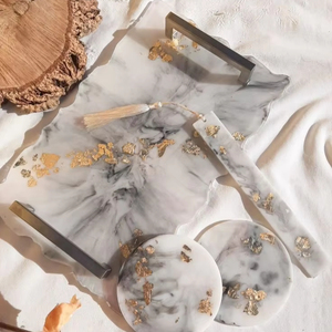 Plateau de service époxy en résine fait à la main personnalisé Essentiels de cuisine uniques pour la maison Restaurant Hôtel Décoratif Service Tra - Product Image 1