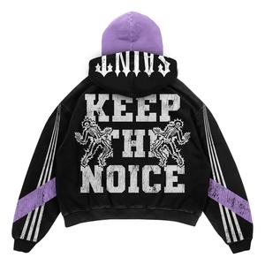 Sudadera con capucha de diseño degradado lavado con ácido retro americano de moda al por mayor forro polar de algodón 100% para invierno con técnicas bordadas - Product Image 4