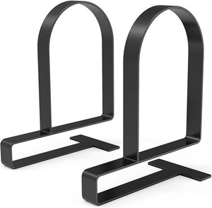 Sujetalibros de metal negro elegante, perfecto para mantener los libros en posición vertical en los estantes de los escritorios y muebles de biblioteca - Product Image 2