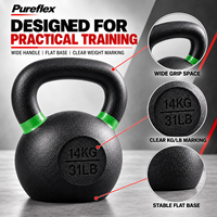 Kettlebell Pureflex en fer et caoutchouc, code couleur, durable, 4kg, 6kg, 8kg, 10kg, 32kg pour l'entraînement fonctionnel