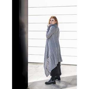 Cárdigan Largo de Punto para Mujer, Estilo Holgado, Asimétrico, Suéter Abrigo de Invierno con Cuello en V, Cintura Natural, Ecológico - Product Image 3