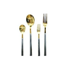Stainless Steel <b>Gold</b> Polished Silverware Set Designer Customize Cutlery With Grey Amazing Long <b>Rectangular</b> Handle - Product Image 1