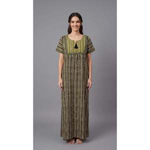 Evolove Camisón de encaje de algodón para mujer, vestido de noche largo con botones, transpirable, estampado romántico, XS - Product Image 5