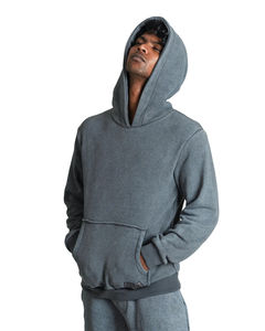 Sweat-shirts à capuche surdimensionnés vintage thermiques à épaules tombantes délavés à l'acide personnalisés pour hommes en tissu lourd délavé à l'acide Taille plus - Product Image 2