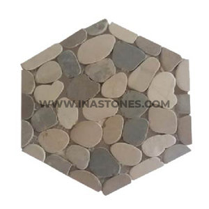 Azulejos de suelo y pared de guijarros hexagonales de colores mezclados en negrita para adornos de interiores Inastones - Product Image 1