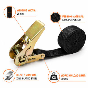 Sangles à cliquet en polyester Provina de 25 mm (1 pouce), longueur de 3 mètres, résistance à la rupture de 800 kg, pour sécuriser les motos/quad et les petites charges - Product Image 4