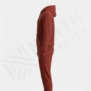 Ensemble de survêtement personnalisé pour homme avec fermeture éclair et motif uni, avec capuche, dernier modèle de vêtements de sport d'entraînement, tenue d'hiver de couleur personnalisée - Product Image 3