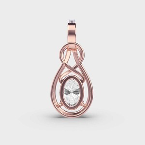 IGI Certified Lab Grown Oval Cut Diamond <b>Infinity</b> Pendant with Diamond Bail in 14K Yellow / <b>Rose</b> & White Gold - Product Image 4