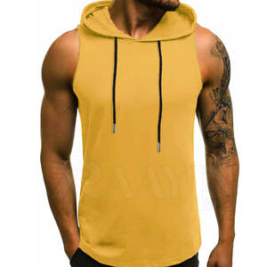 Camiseta sin mangas con capucha para gimnasio informal de talla grande más vendida, transpirable, 100% algodón, hecho a medida, tu propio logotipo, método de tejido de punto - Product Image 1