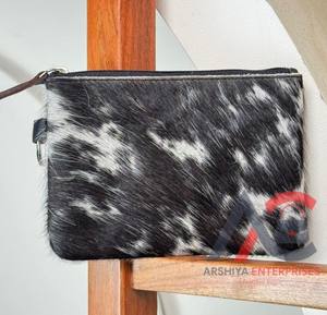 กระเป๋าสตางค์แบบมีซิปสำหรับผู้หญิงกระเป๋าสตางค์หนังวัวขนาดเล็กหนังแท้มีขน2025 - Product Image 1