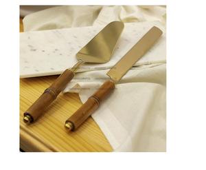 ชุดอุปกรณ์เสิร์ฟเค้กสแตนเลสพรีเมียมพร้อมด้ามไม้ไผ่ ใช้สำหรับงานแต่งงาน งานวันเกิด เครื่องครัว ดีไซน์ใหม่ - Product Image 3